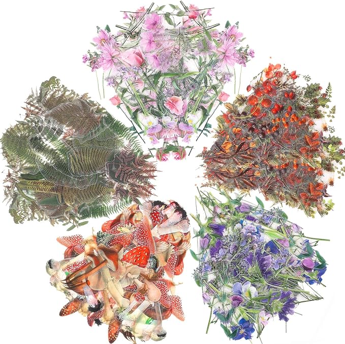 pengxiaomei 200 Pcs Floral Scrapbooking Vintage Stickers, Self-Adhesive Flowers Stickers for Journaling Card Making Scrapbook Style Wall Notebook Letters Window DIY (Mixed Style) Assorted, Multicolor | Flower, Plant & Mushroom Designs; For Journaling, ...