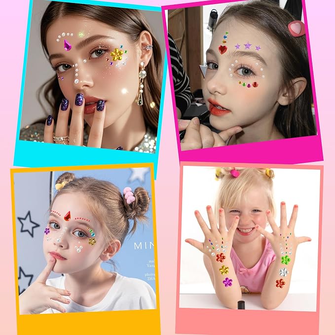 3528 PCS Gem Stickers - Self Adhesive Scrapbook Supplies | Rhinestones for Crafts Supplies,Small Earrings Face Nail Jewels for Kids - Face Gems Body Glitter Hair Jewelry for Women School Halloween