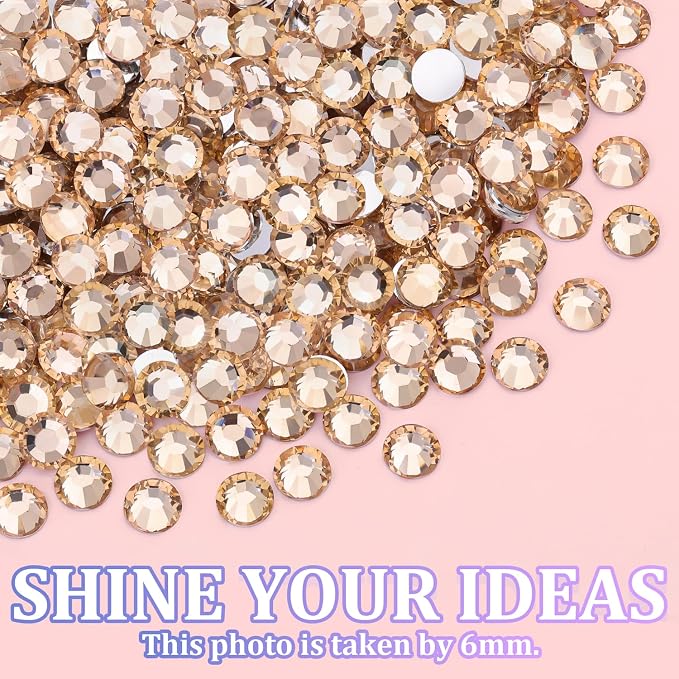 16000Pcs Resin Rhinestones with Tweezers for Crafting, Champagne 2-6mm Mixed Sizes Bedazzling Crystal with 3Pcs 10ml B7000 Jewelry Glue for DIY Crafts Clothing Tumblers Shoes Fabric Nail Art