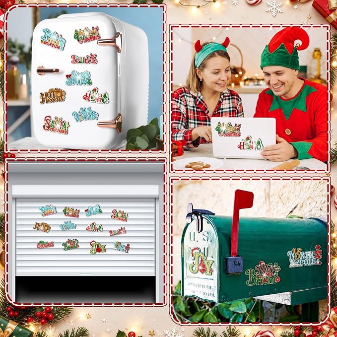 Zonon 12 Pcs Christmas Diamond Art Magnet Kits for Fridge | Xmas Diamond Painting Magnets for Refrigerator, Durable PVC, Includes Tools & Diamonds, for Lockers Cars DIY Home Decor