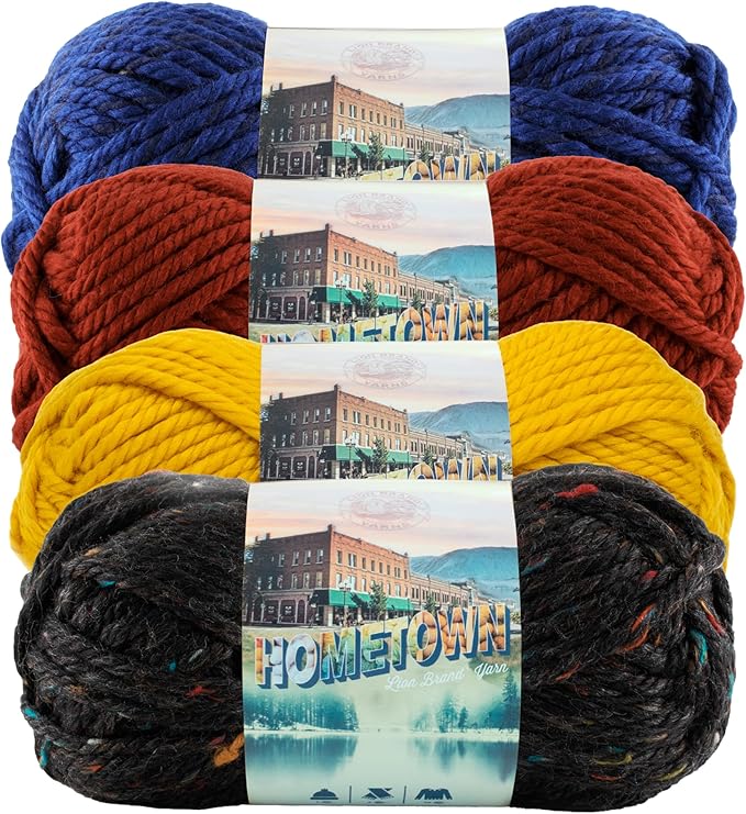 Lion Brand Yarn, Hometown Super Bulky Yarn, Arcade Pack, 4 Skeins