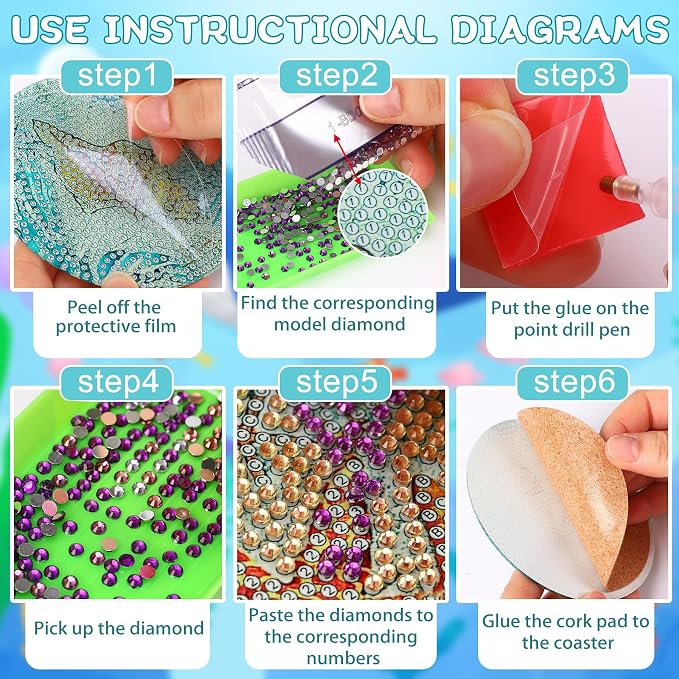 UPINS Ocean Diamond Art Painting Coaster Kit, 8Pcs DIY Crafts Kit with Holder, Non Slip Coaster Art Supplies for Adults, Ideal Christmas Gift | Beach DIY Crafts Kit with Holder,Non Slip Coaster Art Supplies for Adults,Ideal Christmas Gift