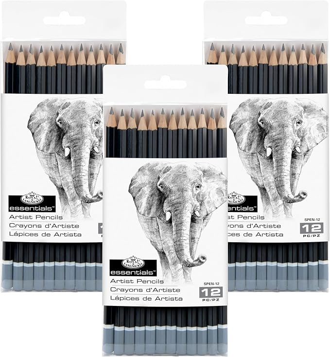 Royal & Langnickel SPEN-12 Essentials Sketching Pencil Set, 12-Piece (Pack of 3)
