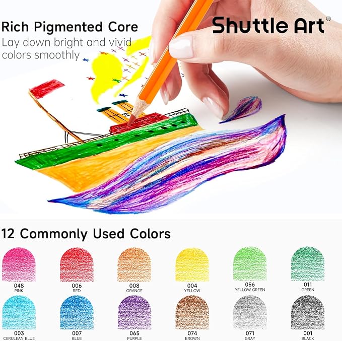 Shuttle Art 288 PCS Colored Pencils Bulk, 12 Assorted Colors, Pre-sharpened Colored Pencils for Kids with Sharpeners, Bulk Pack School Supplies for Teachers & Students