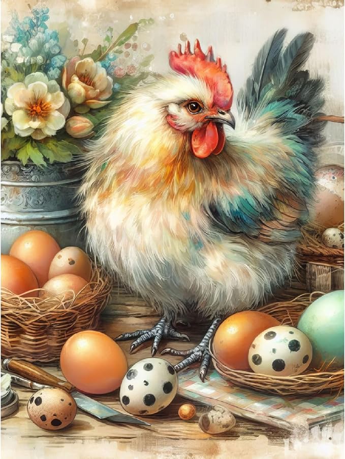 Chicken Diamond Art Kits for Adults,Diamond Painting Kits 12X16 Inch