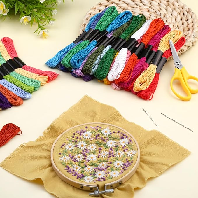 50 Skeins Embroidery Floss, Cross Stitch Threads Friendship Bracelet String | Beading Cords Embroidery Thread String for Bracelet Making, Craft Floss for Cross Stitch Crafts