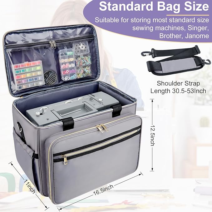 Anitor Sewing Machine Carrying Case with Removable Bottom Padding