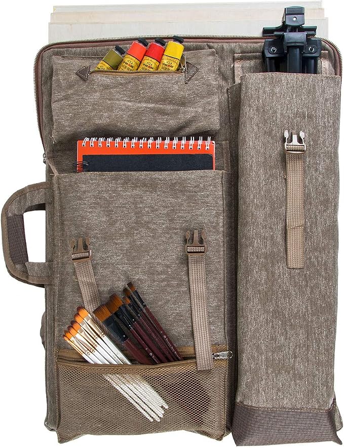 TRANSON Art Portfolio Case Artist Backpack Canvas Bag Large 26” x 19.5”