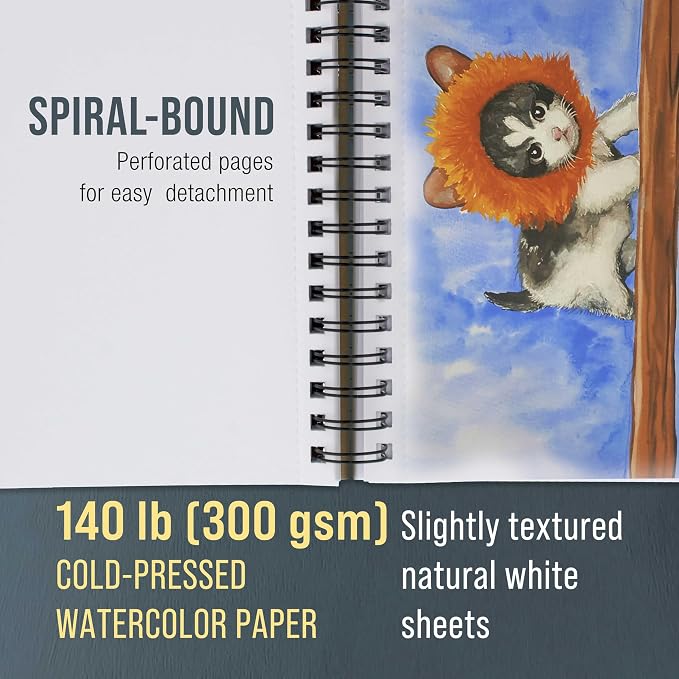 U.S. Art Supply 5.5" x 8.5" Premium Heavyweight Watercolor Paper Pad,3-Pack