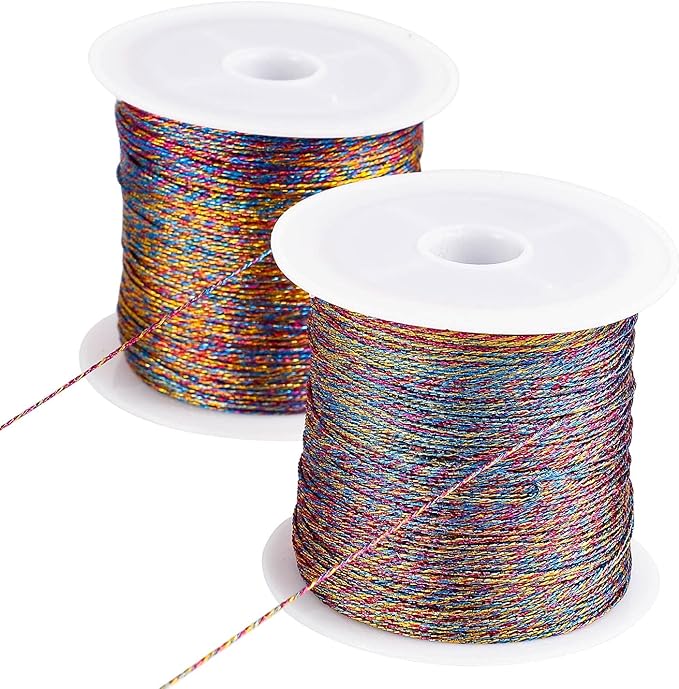 Metallic Craft Cord, 2 Spools, 0.5Mm x 109 Yards, Multicolor