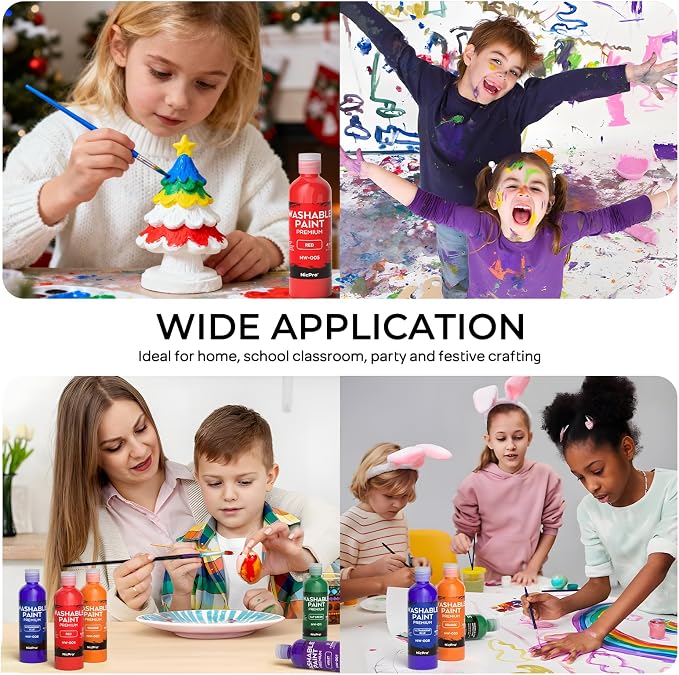 Nicpro 8 Colors Washable Finger Paint Set for Toddlers (4 oz), Non-Toxic | Baby Safe Paint for Hand and Feet, Mess Free Finger Painting Art Supplies for Kids Age 1-3 4 5 6+, Preschool Learning Gifts