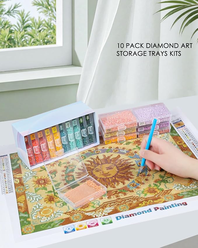 Diamond Art Trays With Lids, 10PCS Diamond Painting Trays, Gift Box