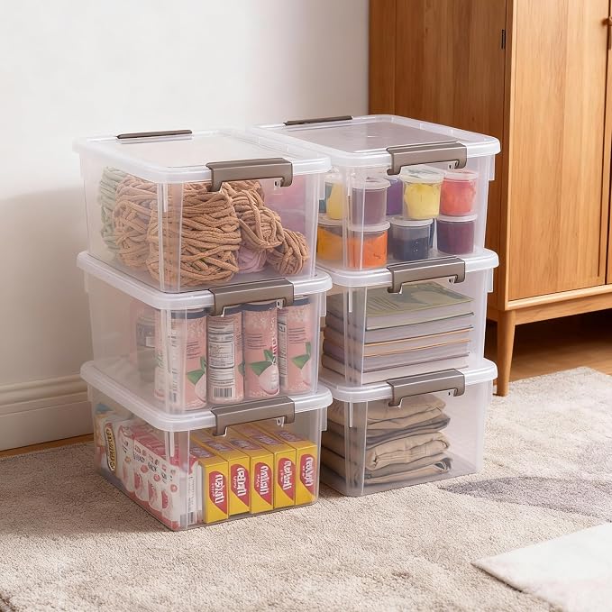 Citylife 17QT Plastic Storage Bins with Lids,5Packs Large Containers