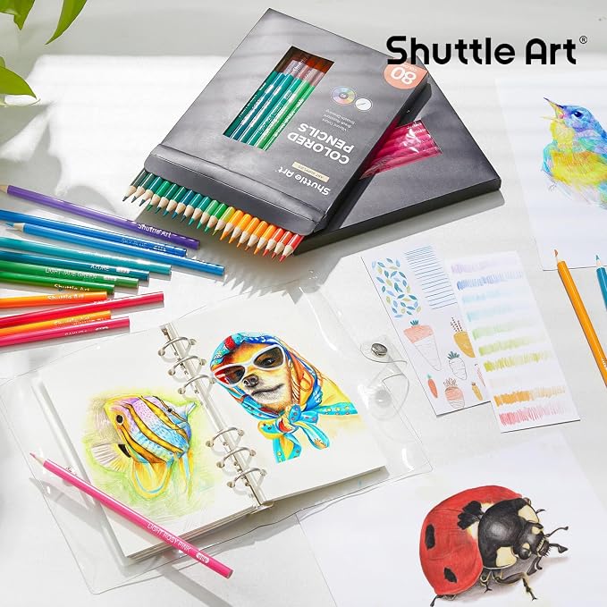 Shuttle Art 80 Colored Pencils, Colored Pencils for Adult Coloring, Soft Core Color Pencil, Drawing Supplies for Adults Kids Artists Beginners Drawing Coloring Sketching