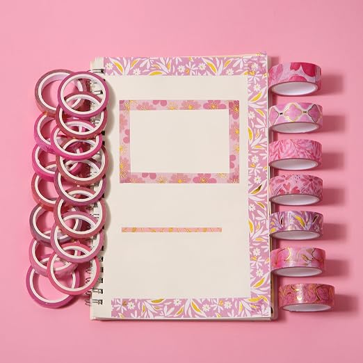 Mr. Pen- Washi Tape Set, 21 Rolls, Assorted Sizes, Floral Pink | 5.5 Yards/Roll, Washi Tape for Scrapbook, Arts, Crafts, Journals and Planners