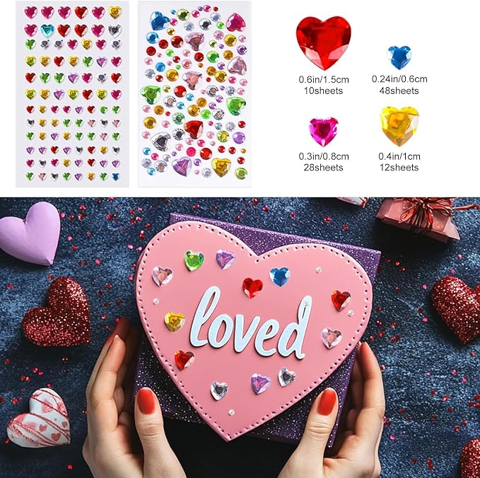 MYDBUYSOME 2774pcs Gem Stickers Jewels for Crafts, Adhesive Gems Rhinestone | Stick on Gems Acrylic Bedazzling Glitter Bling Heart Stickers Craft Supplies