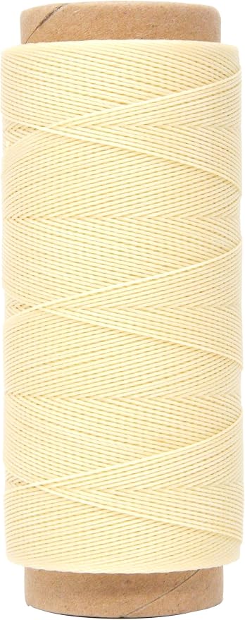 Mandala Crafts 200M 0.45mm Cream Round Waxed Thread for Leather Sewing