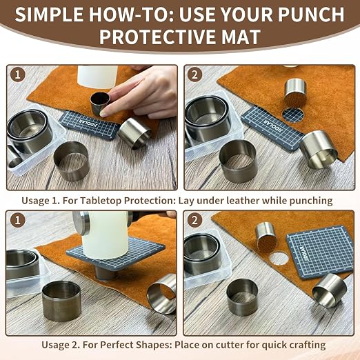 Leather Circle Cutter Tool Set, 8 Pieces Circle Punch Tools 15 20 25 30 35 40 45 50mm, High Carbon Steel Round Cutting Dies - Leather Hole Punch Tool Kit for DIY Leathercrafts