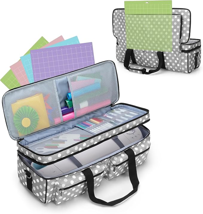 LUXJA Double-layer Bag for Cricut Explore Air (Air2) and Maker, Gray Dots