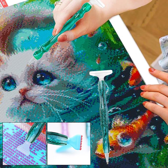 ZYNYXY 16PCS Ergonomic Diamond Art Pens Kits, Resin Diamond Painting Pen with Multifunctional Plastic Screw Thread Tips for 5D Diamond Painting (Starry Green A)