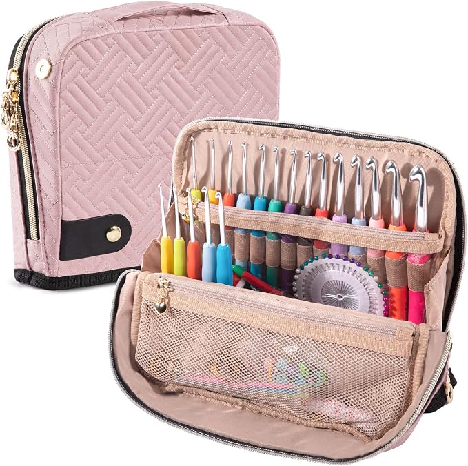 MYBAGZING Empty Crochet Hook Case - Crochet Hook Organizer Case Stand Up (Upgraded) -Corchet Organizer - Crochet Hook Holder for Knitting & Crochet Supplies, Crochet Needles, Crochet Accessories