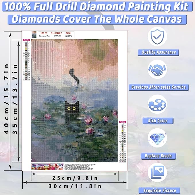Black Cat Diamond Art Kits for Adults Cute Diamond Painting Kit Beginner