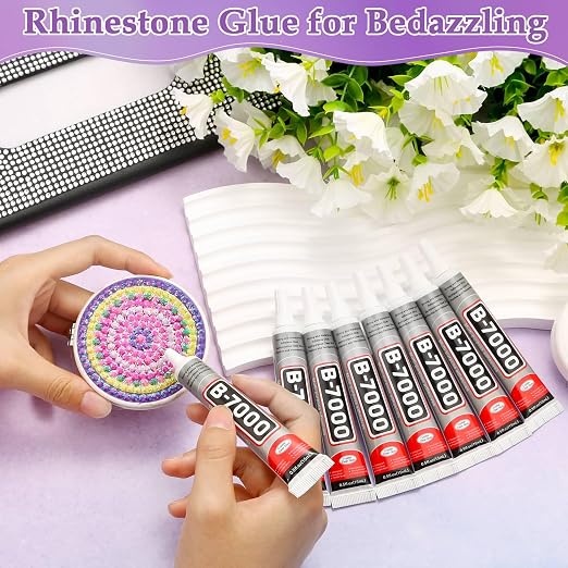 B7000 Glue Clear with Precision Tip for Rhinestones, 20 Pcs 15 mL/0.5 fl oz | Strong Adhesive Jewelry Bead Gem Glue, Quick Dry Bedazzling Glue for Jewelry Making Repair Fabric Clothes Shoes DIY Crafts