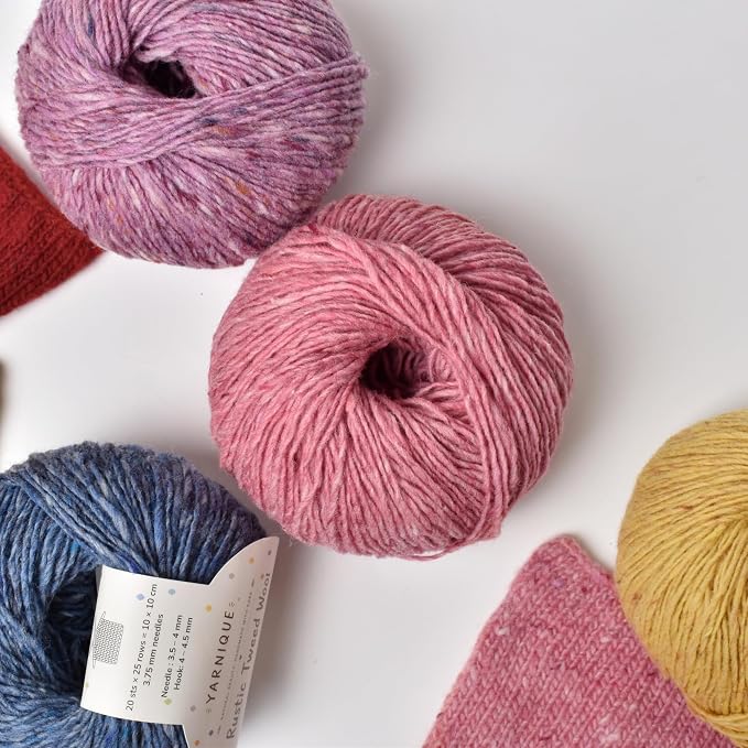 Rustic Tweed Wool Yarn, 1oo% Australian Wool, DK, 4 Skeins 200g/656yds (3113 Vintage Rose Fleck), Natural Wool Feel | Colorful Flecks | Classic Yet Modern Style