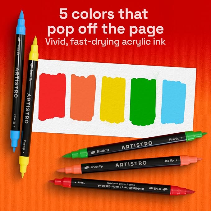 ARTISTRO Dual-Tip Acrylic Paint Marker Pens for Drawing | For Fabric, Rock, Glass, Wood, & Molds, Arts & Crafts Gift for Adults, Teens, & Kids, Classroom Must Haves & School Supplies