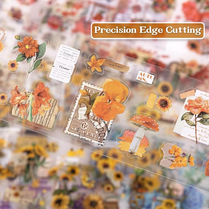 555pcs Vintage Floral Stickers for Journaling & Scrapbooking