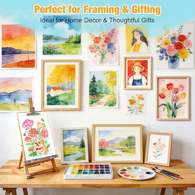 Creazic Watercolor Paper Pad 9"x12", 140lb/300gsm Cold Press Sketchbook (18 Sheets) - Glue Bound Acid-Free Heavyweight No Bleed Drawing Pad for Watercolor, Gouache, Ink & Mixed Media for Beginners