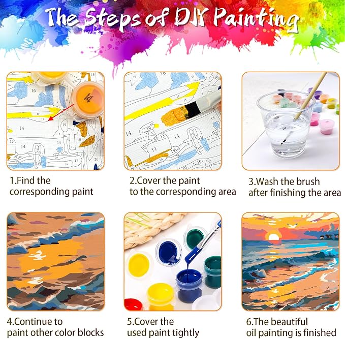 QUITEDEW 2 Pack Paint by Number Kit for Adults Mountain11.8x15.7 Inch | Paint by Numbers Kits for Adults Beach,2 Pack Mountain Oil Painting in Colorful Box Art Crafts for Home Decor 11.8x15.7 Inch