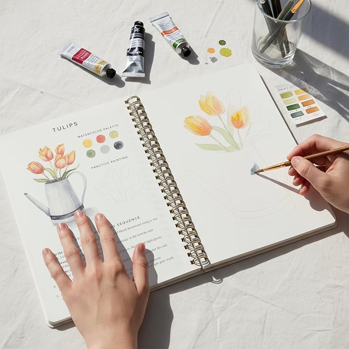 Beautiful Watercolor Workbook for Beginners - Relaxing & Easy to Paint | Easy Water Coloring Book with Floral Designs on Quality Paper - Perfect for Gifting to Spark Creativity and Joy for Adults