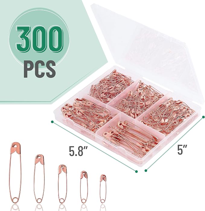 Mr. Pen- Safety Pins, 300 Pack, Small & Large Sizes, Nickel Plated Steel