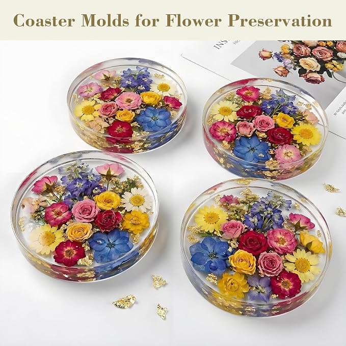 3PCS 18-Cavity Coaster Resin Molds, Round Coaster Molds for Epoxy Resin | 4 Inches Deep Coaster Silicone Molds for Resin , Epoxy Coaster Molds for Flower Bouquet Preservation,Cups Mats, DIY Craft