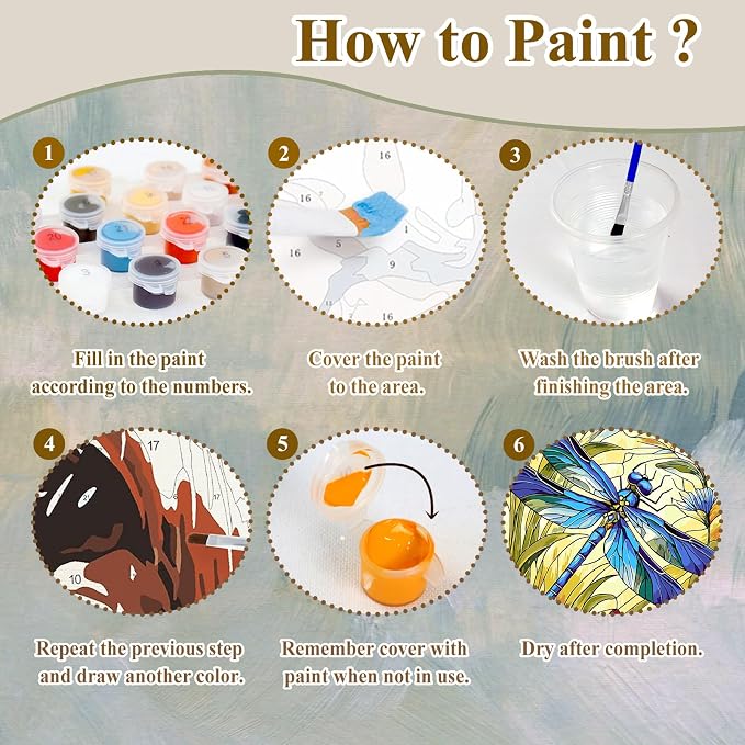 Dragonfly Paint by Numbers Kit for Adults, Adult Paint by Number Kits 16x20