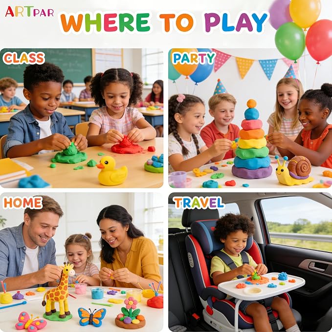 ARTPAR Air Dry Clay 56 Colors,Modeling Clay for Kids,Molding Magic Clay Kit
