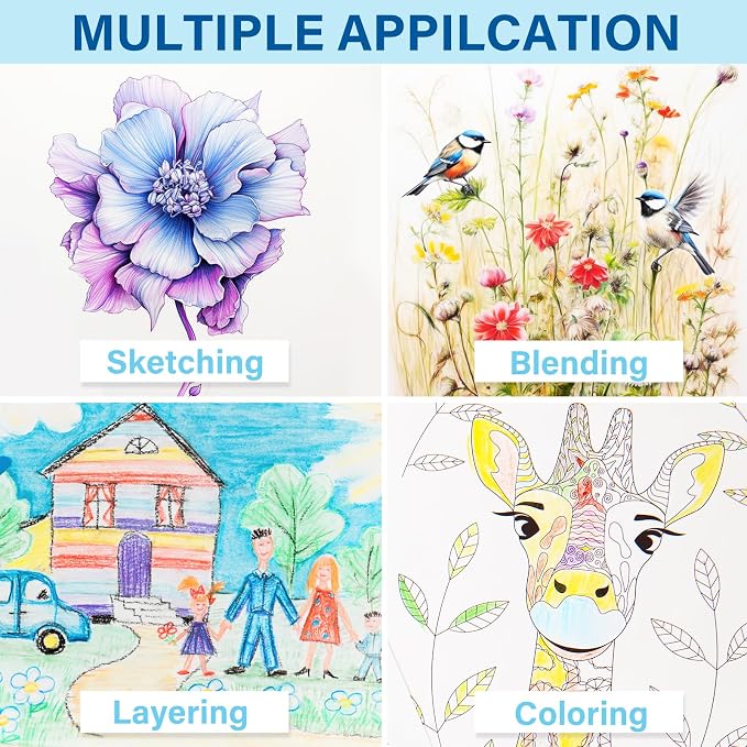 V-Opitos 48 Pack Colored Pencils Set of 2, Pre-sharpened Coloring Pencils for Kids Beginners, Colored Pencils for Adult Coloring Books, Ideal Art Supplies for Sketching, Coloring & Painting