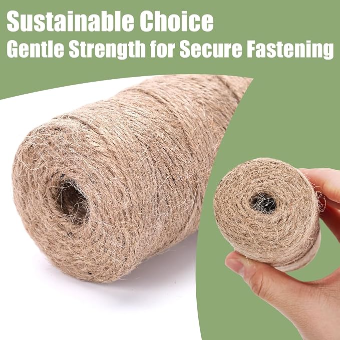 VGOODALL 2Pack 2mm Natural Jute Twines, 656 Feet Long Brown Yarn for Crafts, Gift Wrapping, Packing, Gardening and Wedding Decor (Brown-328Feet/Roll)