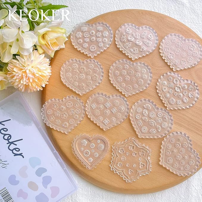 KEOKER Polymer Clay Molds - 12 Pcs Mini Floral Clay Molds for Jewelry Making, Earring Decoration (Substitute Polymer Clay Cutters)