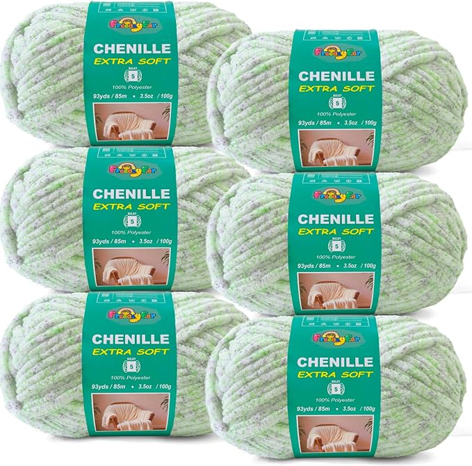 Super Soft Velvet Chenille Yarn for Crocheting and Knitting-Easy to Crochet-Bulky, 3.5oz/93yds of Each Skein-Chunky Plush Yarn for Hand Craft Blanket Ammigurumi DIY (Spring Meadow, 6 Pack)