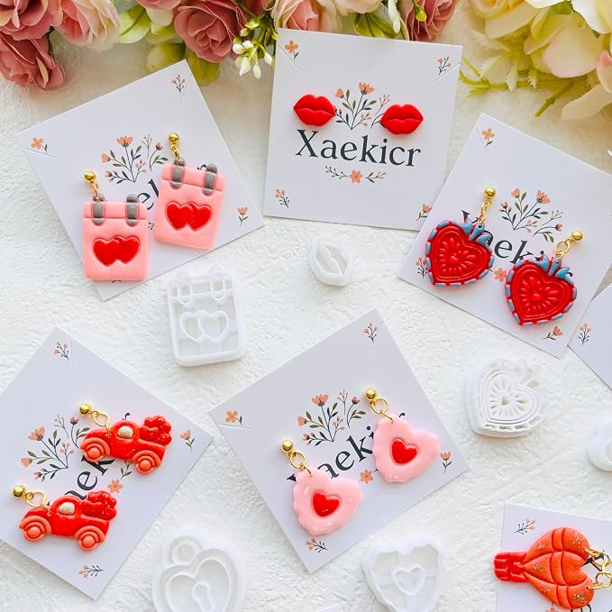 Heart Theme Polymer Clay Cutters Set – Molds and Clay Cutters for Polymer Clay, Decorative Clay Earring, Clay Tools