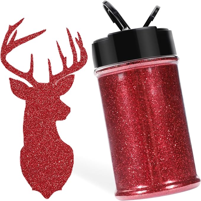 HTVRONT Red Glitter for Crafts and Arts- 1.7oz/50g Fine Glitter Powder | Craft Glitter for Resin, Jewelry, Keychains, Candle Making, Paint, Slime Add Ins, Cosmetic Glitter for Nail Face