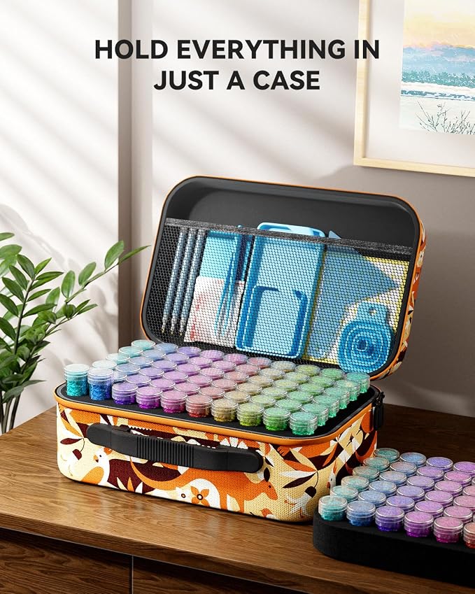 ARTDOT 120 Slots Storage Container for Diamond Art Kits for Adults,Portable Bead Storage Boxes for Diamond Painting Accessories and Tools