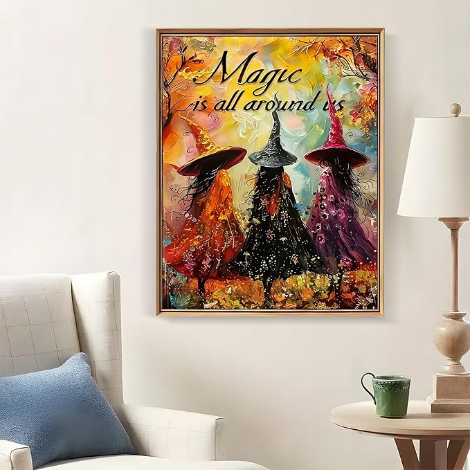 LKHMVCA Halloween Fall Witch Forest Paint by Number Kits for Adults, DIY Paint by Numbers Kits for Adults Beginners Without Frame, Acrylic Paint Canvas Painting Kits Art for Home Decor 16x20 Inch