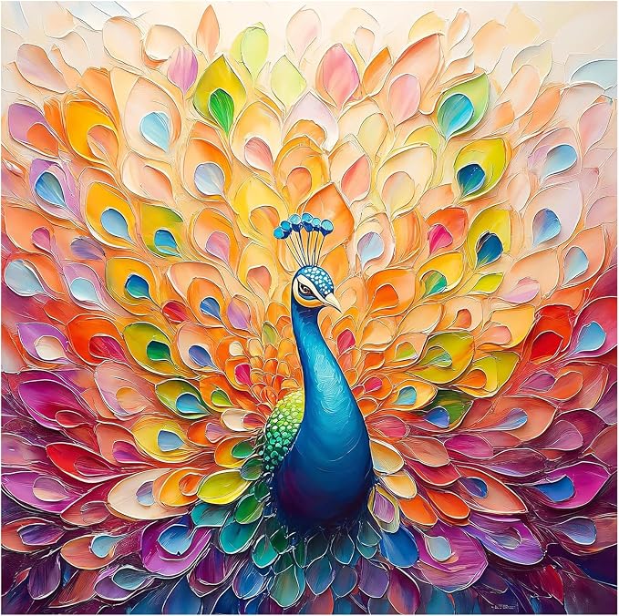 Paint by Number for Adults, Paint by Numbers Kit for Adults 16x16 Inch | Peacock Paint by Numbers Kit for Adults, Acrylic Painting by Numbers, DIY Arts and Crafts for Gifts or Home Decor
