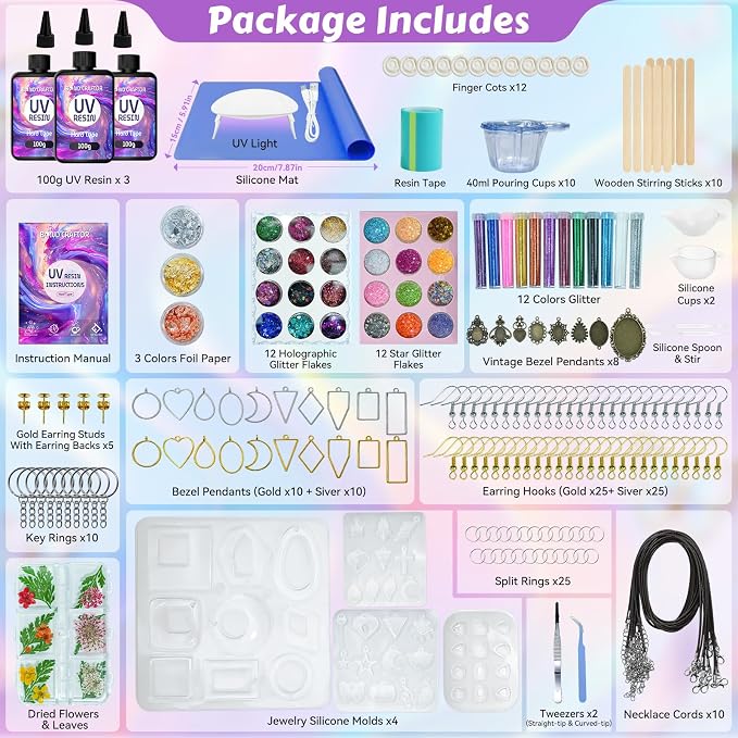Bond Craftor UV Resin Kit 300g, Hard Type for Jewelry Making
