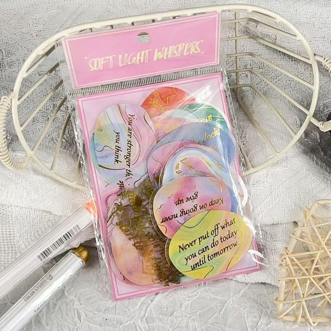 50PCS Gold Motivational Stickers, Clear Positive Quote Stickers