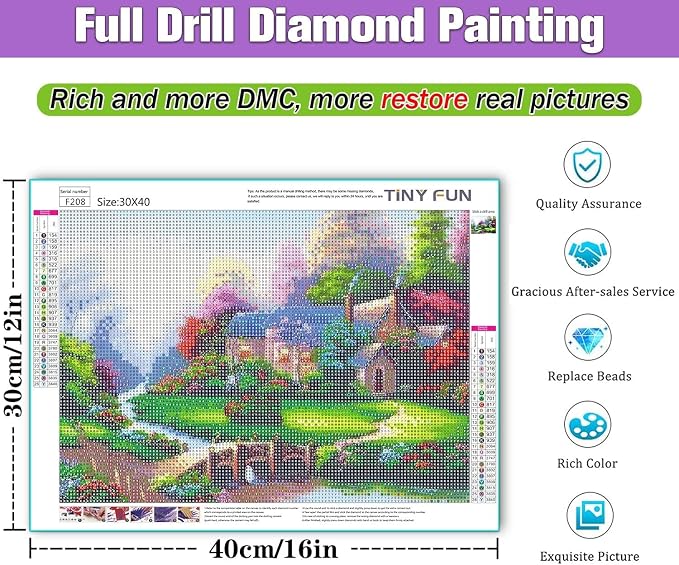 TINY FUN 12 Pack Diamond Art Kits for Adults & Beginners 5D Diamond Painting with Round Full Drill for Home Wall Decor Gift