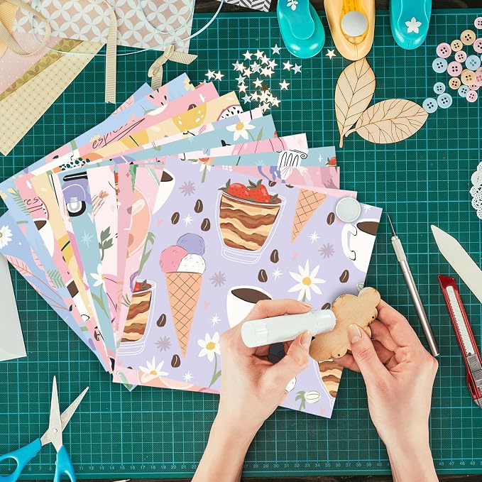 Scrapbook Paper, 24 Sheets 6"×6" 160gsm Single-Sided Patterned Cardstock